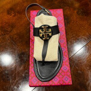 Tory Burch Everly Black Thong Sandal Women's Designer Shoes Size 11